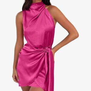 ZESICA Satin Wrap Dress – Size Large (Brand New w/ Tags)